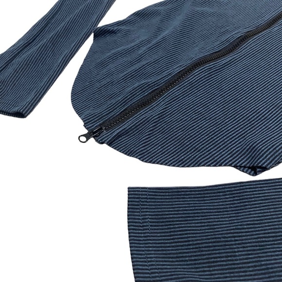 SHEIN Striped Double Zipper Long Sleeve Top - Picture 3 of 7